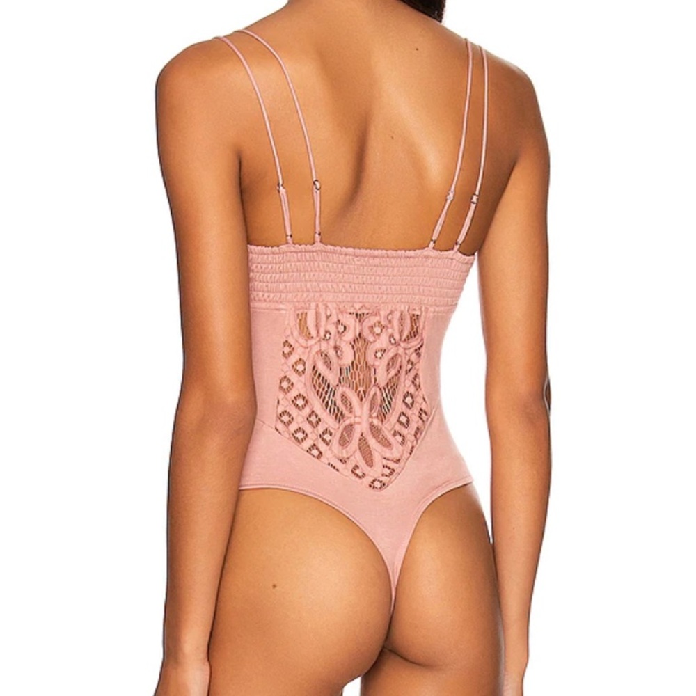 Free people blush lace strappy bodysuit stretchy new with tags - Picture 7 of 7